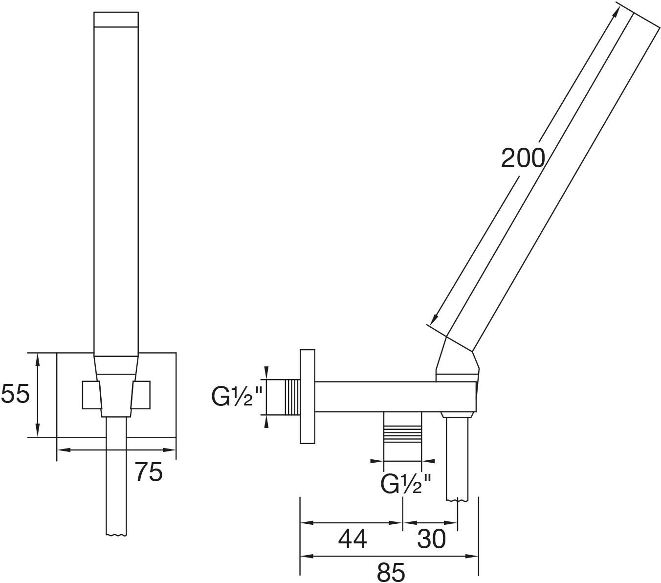 Steinberg Serie 135 Handbrausegarnitur mit integriertem Brauseanschlussbogen