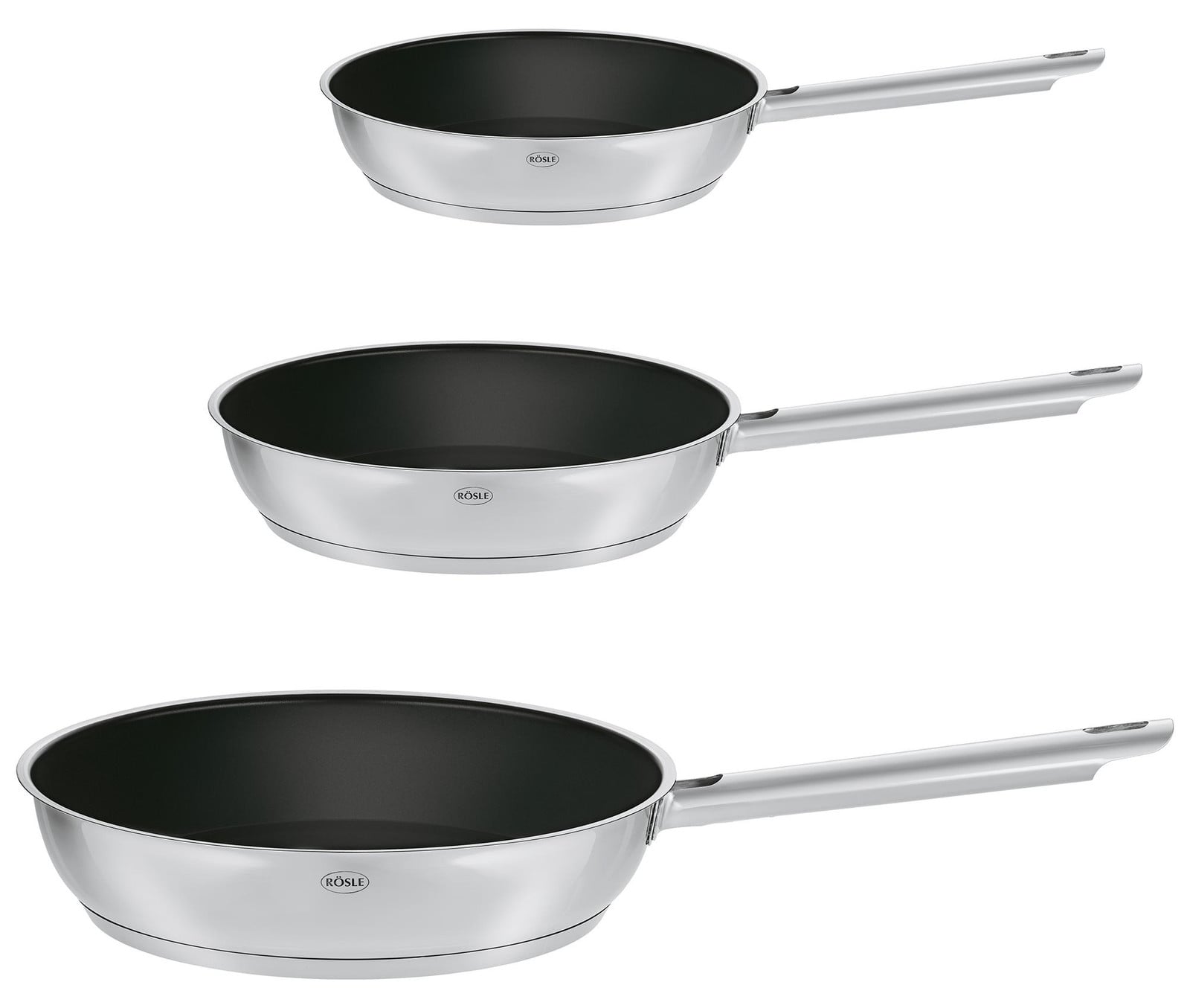 Rösle ELEGANCE pannenset, 3-delig, roestvrij staal met PTFE coating, zwart