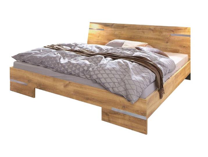 Wimex Futonbett Level (Ohne Lattenrost, Matratzen und Bettwaren, 1-tlg., moderne Optik, Kopf- und Fußteil mit Chromverzierung), 160x200cm Plankeneiche