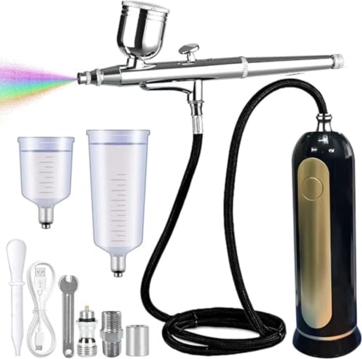 Airbrush Set met Compressor en Airbrush Pistool - Zilver