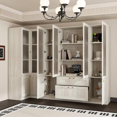 FUFU&GAGA Elegant White Modular Bookcase: Stylish and Flexible Storage Solution for Your Home