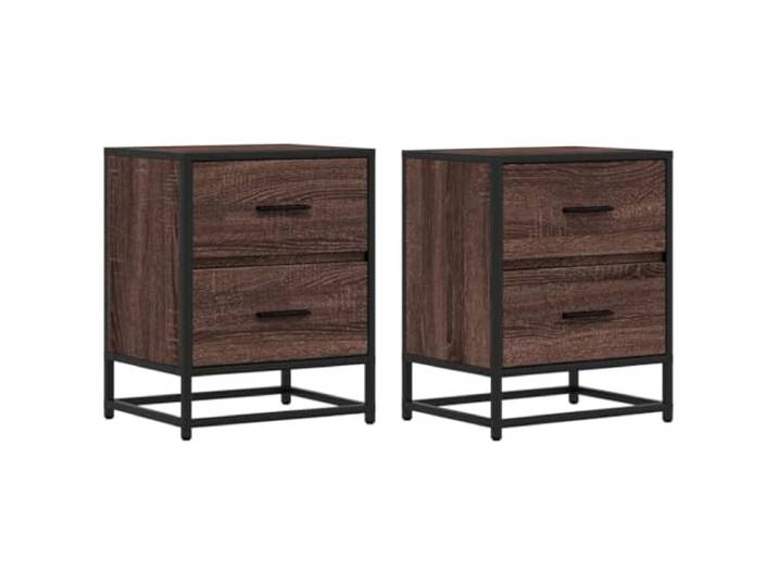 Heofavd Nachttisch 2er Set Braun Eichen-Optik 40x31x50 cm Schrank