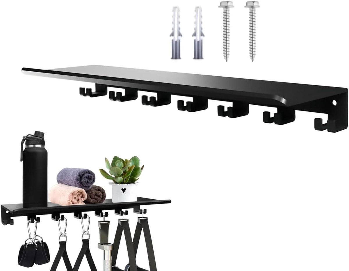 Wandrek Organizer Adapterhouder Hanger voor Fitness Opslag - Zwart - 3mm Staal