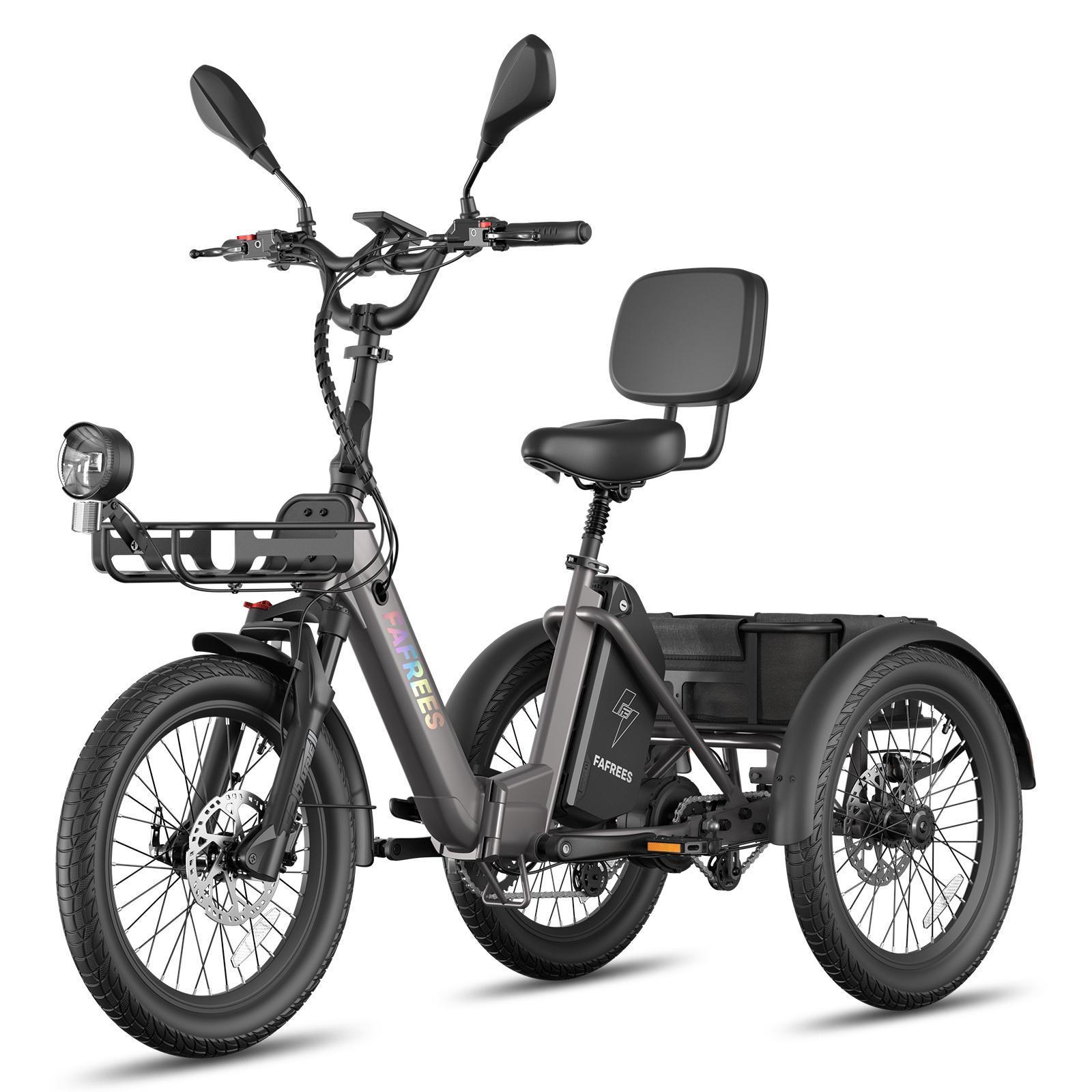 E Trike mit Unterstützung, 180 kg Zuladung, 100 km Reichweite, 48 V 25 Ah, IPX5, hydraulische Bremsen, Schwarz