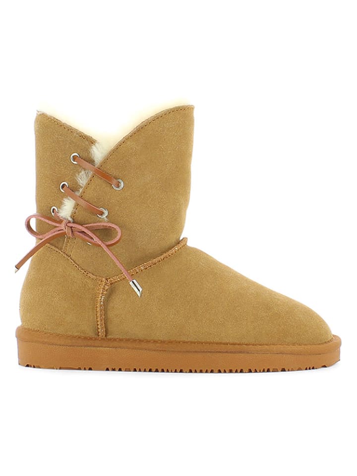 NICEBAY Leder-Winterboots "Manitoba" in Hellbraun - 40