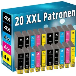 Druckfuxx, Druckerpatrone, 20x Tinte Patronen für Epson 26XL XP510 XP520 XP600 XP605 XP610 XP615 XP620 Set