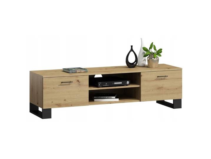 Meuble TV KLARA - 120cm x 46 6cm x 40cm - Chêne Artisan avec Pieds Noirs