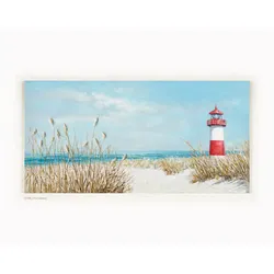 La Casa »Leuchtturm am Strand« Ölbild 140x70 cm