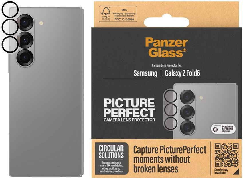 Samsung Galaxy Z Fold6 PanzerGlass PicturePerfect - Kamerabeskyttelsesglas - Platinum Strength - Gennemsigtig / Sort
