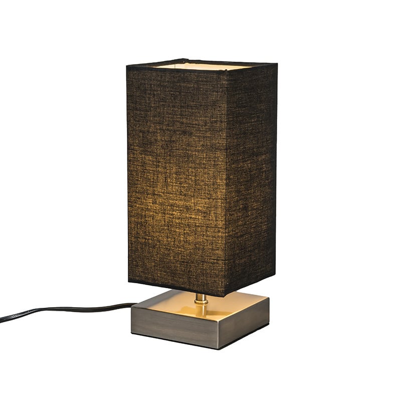 Qazqa Moderne tafellamp zwart van metaal en stof met dimbare E14 fitting