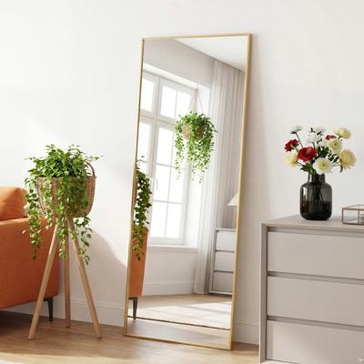 Fusion Finds LED Full Length Mirror With Lights Dimmable Floor & Wall Mirror With Aluminum Frame gold rectangle