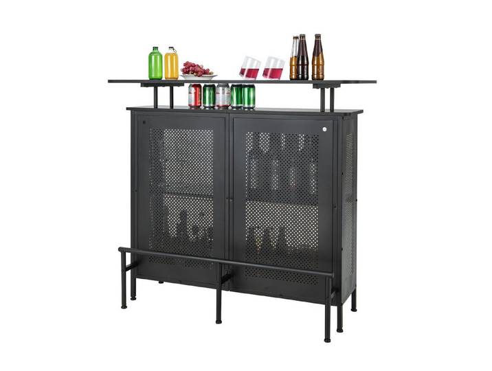 KOMFOTTEU Weinschrank Küchentisch mit Glashalter & Ablagefläche