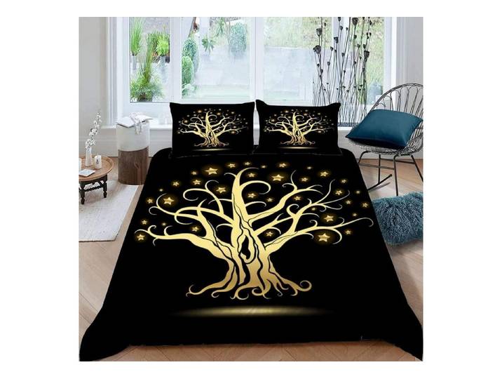 LuxusKollektion Kinderbettwäsche Kinder Bettwäsche 135x200 3D Goldener Baum
