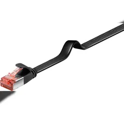 Goobay 94236 CAT 6 Flach-Patchkabel, U/FTP, Schwarz, 7.5 m - Kupfermaterial