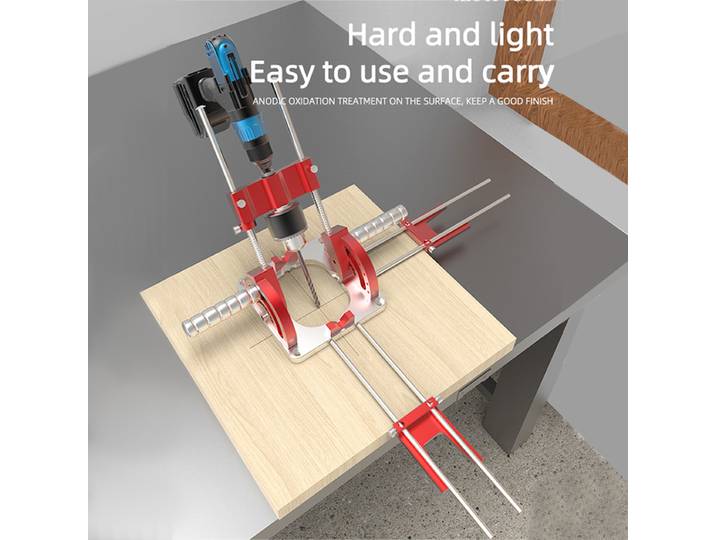 Guide de perçage multi-angle pour le travail du bois, avec poignées et blocs de positionnement, localisateur de trous, outil de perçage à hauteur réglable