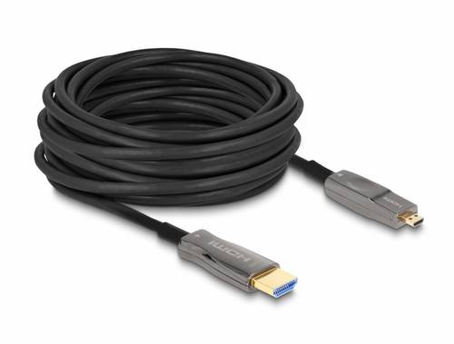 Delock HDMI Anschlusskabel HDMI-Micro-D Stecker, HDMI-A Stecker 20m Schwarz, Grau 86007 8K UHD, vergoldete Steckkontakte