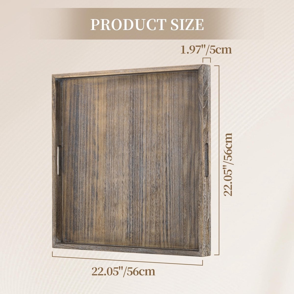 Omgoods Grote Houten Tray - Vintage Donkerbruin Decoratieve Opbergtray