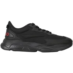 HUGO Herren Sneaker - Leon Runn cvpu, Turnschuhe, Schnürung, Materialmix, Logo Schwarz / EU 41
