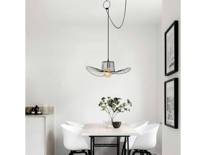 Suspension design noire filaire ondulée, avec anneau SINOP