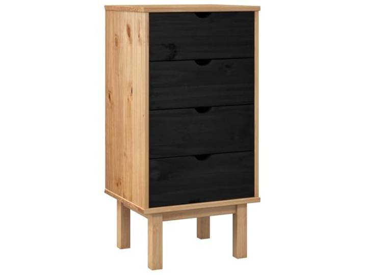 Kommode Kiefer Holz OTTA Schwarz 45x39x90 mit 4 Schubladen Massives Kiefernholz, 4 Schubladen, wasserdichte Oberfläche, stabile Konstruktion, skandinavisches Design