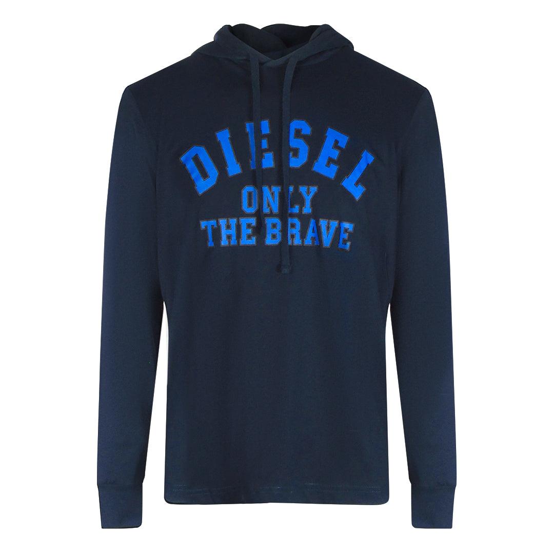 Diesel Only The Brave Logo marineblauw T-shirt met capuchon