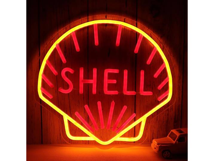 Enseigne néon LED USB avec logo Shell Oil, luminaire mural décoratif pour entreprise, pour la décoration de magasins de lubrifiants, stations-service, garages et comme cadeau