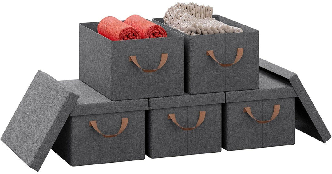 17 Stories Fabric Storage Tub & Tote Dark Grey 20cm H x 48cm W x 29cm D