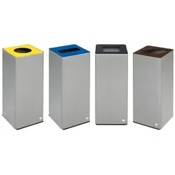 Mülltrennsystem VAR WSG Quadro 79 4er Set 70 L verzinktes Stahlblech, mit Klemmring für Müllsäcke
