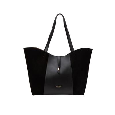 Shopper MARC O'POLO "aus Rindleder mit Struktur-Mix", Damen, Gr. B/H/T: 35cm x 34cm x 13cm, schwarz, Leder, unifarben, Taschen Shopper
