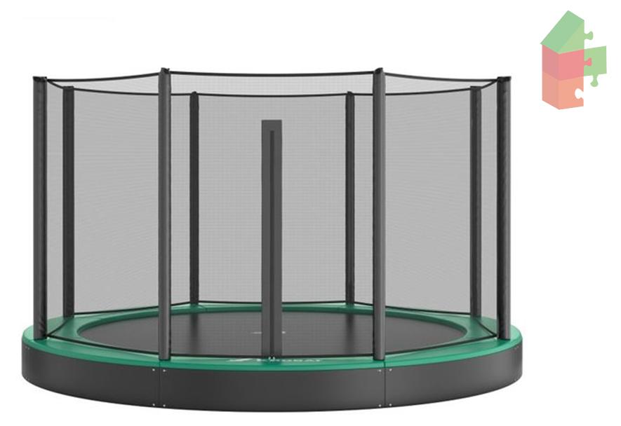 Trampolin AKROBAT ORBIT FLAT 430 (4,30 Meter Durchmesser), grün, inklusive Sicherheitsnetz