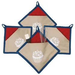 4er Set FRIDA Topflappen mit Cupcake-Dekor 20x20cm - 11763