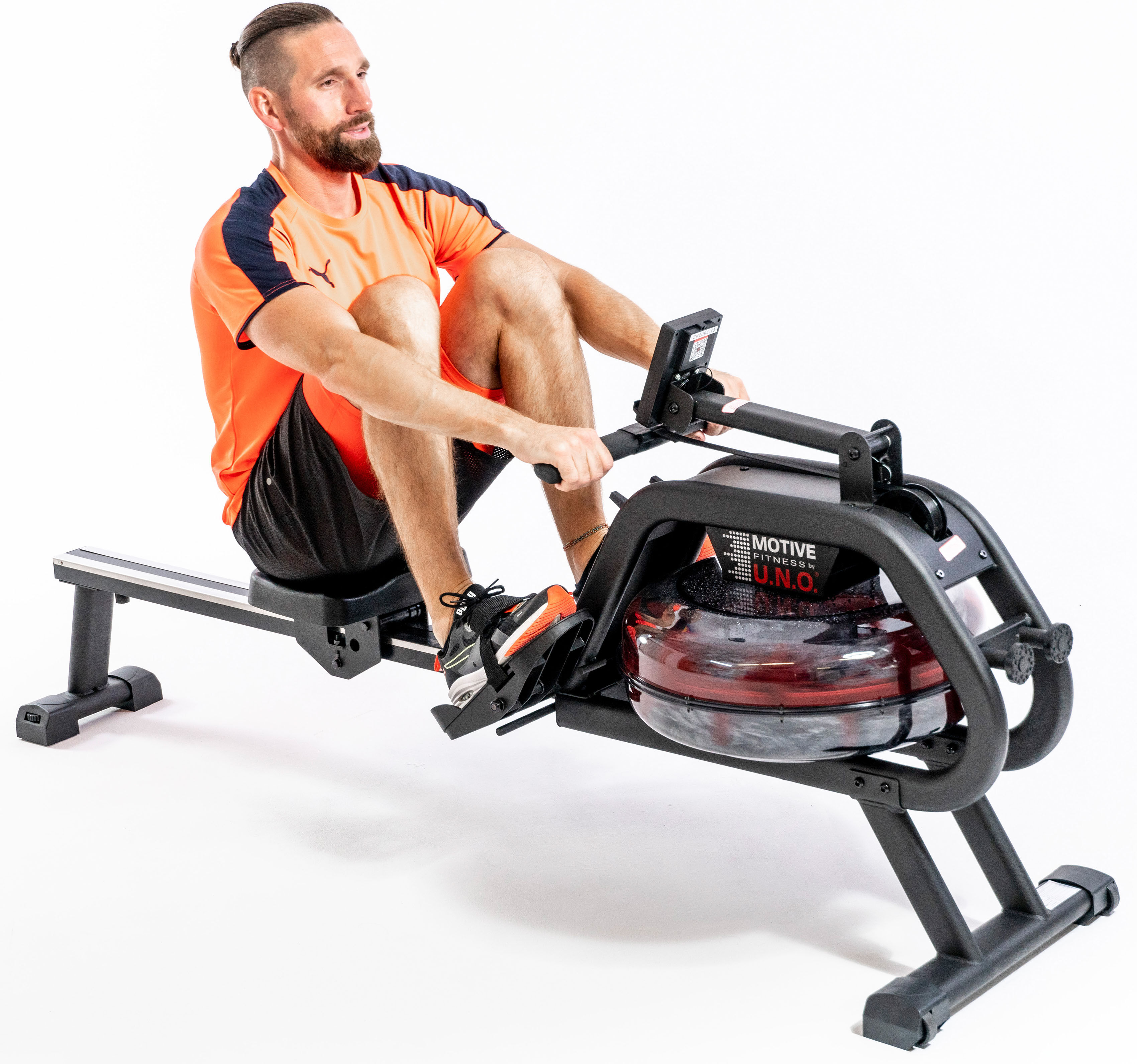 Rudergerät "WR 600", schwarz, MOTIVE FITNESS BY U.N.O., Rudergeräte, KinderB:53cm H:88cm L:200cm, Rudergerät, Rudermaschine, Wasserwiderstand, klappbar, B:53cm H:88cm L:200cm