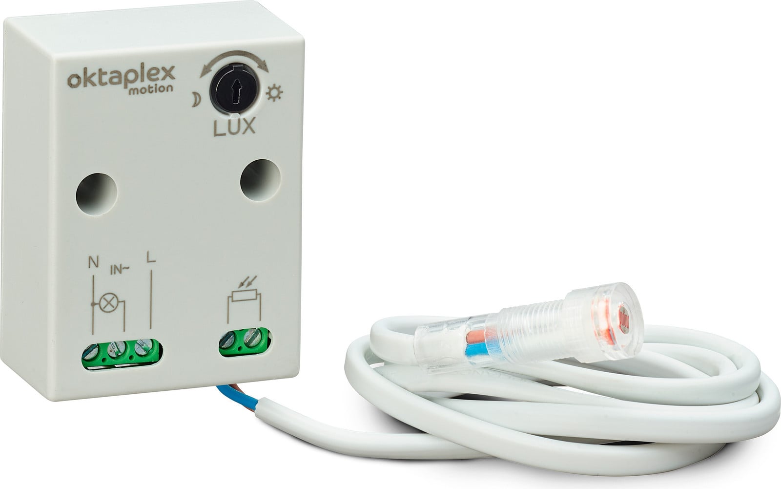 Oktaplex inbouw schemerschakelaar voor buiten, IP65, 230V, met externe weerbestendige sensor