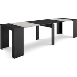 KONSOLENTISCH ausziehbar 58 bis 302cm, für 14 Gäste, zementgrau, 90/58/77cm