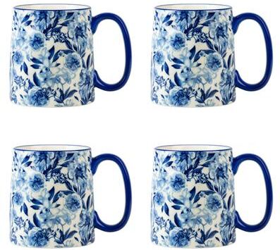 10 Strawberry Street Bella Flora Mugs, Set of 4