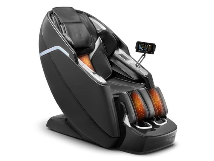 VEVOR Fauteuil de Massage avec Rail SL\, Fauteuil Relaxation Massage 3D/4D inclinable\, zéro gravité\, Mode étirement Yoga\, avec Voix IA\, Chauffage\, 36 airbags\, écran TFT\, Boutons d'accoudoir\, roulettes