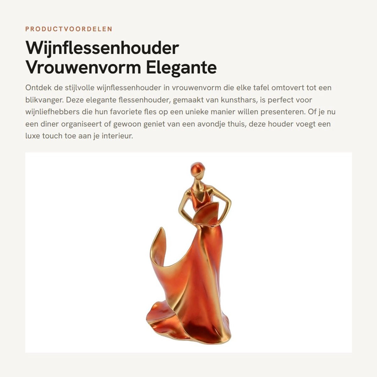 Dailygoods Elegant Wijnflessenhouder - Decoratieve Kunsthars Flessenhouder voor Keuken, Eetkamer of Bar