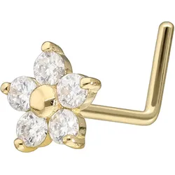 14/18 Karat Gold Nasenstecker L-Form MOISSANIT-BLUME