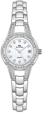 Everyday Crate BS Bee Sister Ladies Diamond Watch Small Round Quartz Dress Watch With Calendar silver