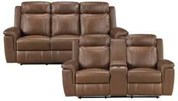 Fremont & Park Zaria Top Grain Leather 2-Piece Manual Double Reclining Sofa Sets