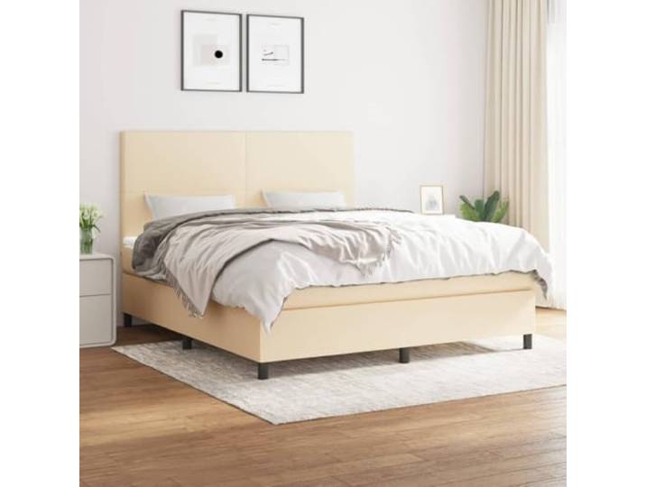 RJPLMFV Lattenrost, Matratze, Stoff, cremefarben, 160 x 200 cm Taschenfedern, verstellbarer Kopf, mittlere Unterstützung, atmungsaktiv, langlebig