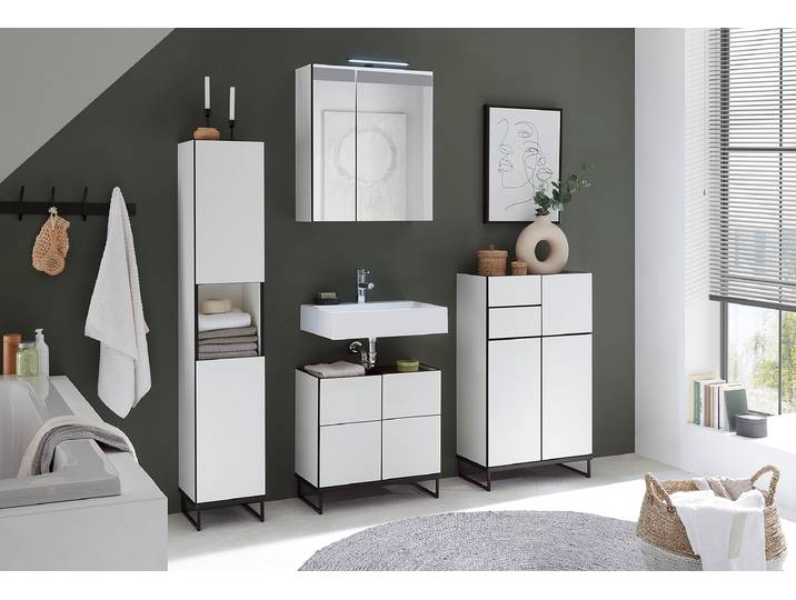Meuble sous-vasque 60cm Blanc/Blanc