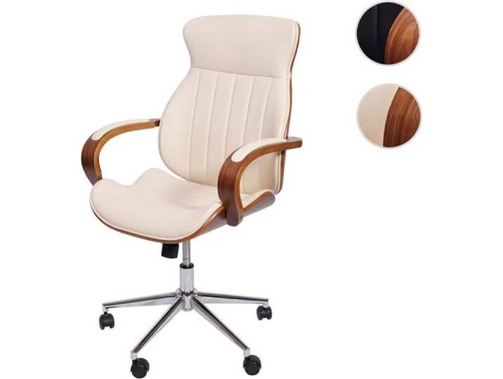 MCW Chaise de bureau MCW-H39 similicuir beige crème