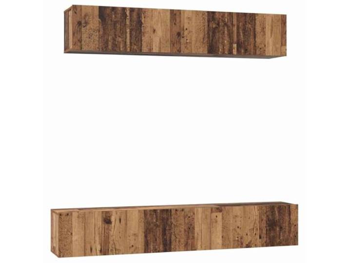 Roanoer TV-Schrank Set Wandmontiert 5-teilig Altholz Holzwerkstoff Flexible Wandboards fuer Wohnzimmer und Schlafzimmer. Schafft Ordnung fuer Multimedia-Geraete und Dekoration.