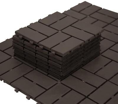 Clihome "12""x12"" Square Composite Decking Tiles, Patio Interlocking Deck Tiles(Brown, Pack of 44)"