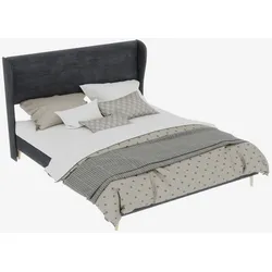 MODFU Modernes Polsterbett 160x200 cm in Grau mit elegantem Kopfteil, funktional und stilvoll für Schlafzimmer