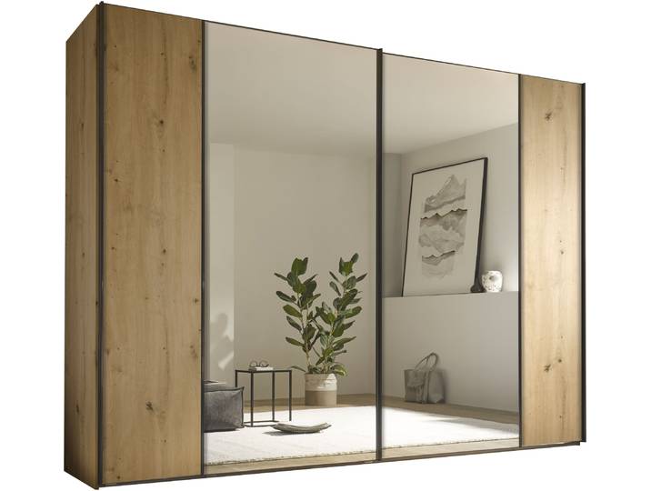 Schwebetürenschrank, Holzwerkstoff, Artisan Eiche, 298×222×68 cm, 2 Türen & variabel einsetzbare Einlegeböden, Modern, Staud