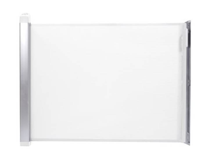Lascal KiddyGuard Avant, stilvolles Treppenschutzgitter für Babys, einrollbares Türgitter mit Netz und gebürstetem Aluminiumgehäuse, Türschutzgitter bis 120cm Breite, weiß