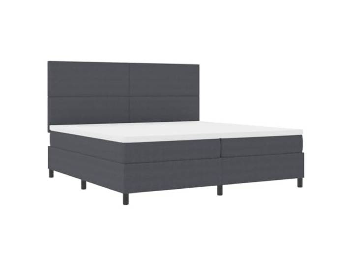 KKgypkn Boxspringbett Cordstoff Dunkelgrau und Weiß 200 x 200 cm mit verstellbarem Kopfteil, Taschenfederkernmatratze, Holzwerkstoff-Rahmen, modernes Design
