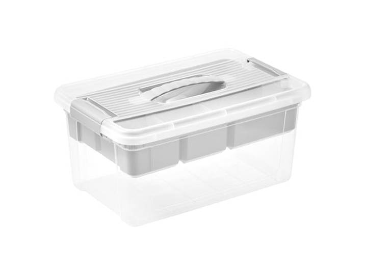 keeeper Organizer-Box, 9 l, Bequemer Griff, Praktische Clips, Herausnehmbarer Einsatz, Aufbewahrungsbox, 23 x 35 x 17 cm, henri, Nordic Grey (Grau)